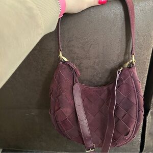 Elegant Burgundy Woven Shoulder Bag